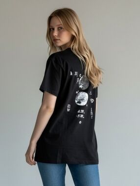 FA Black Short Sleeve Graphic Tee with Moon Emblem